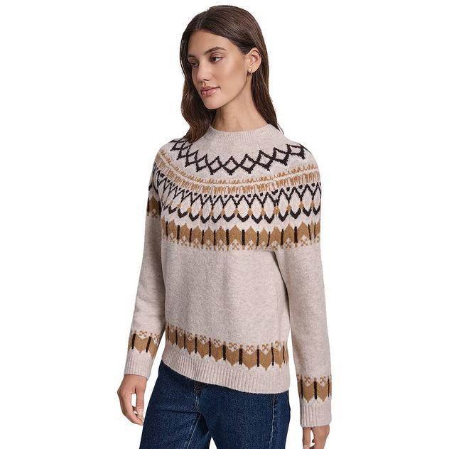 Womens DKNY Long Sleeve Fair Isle Lurex Raglan Sweater