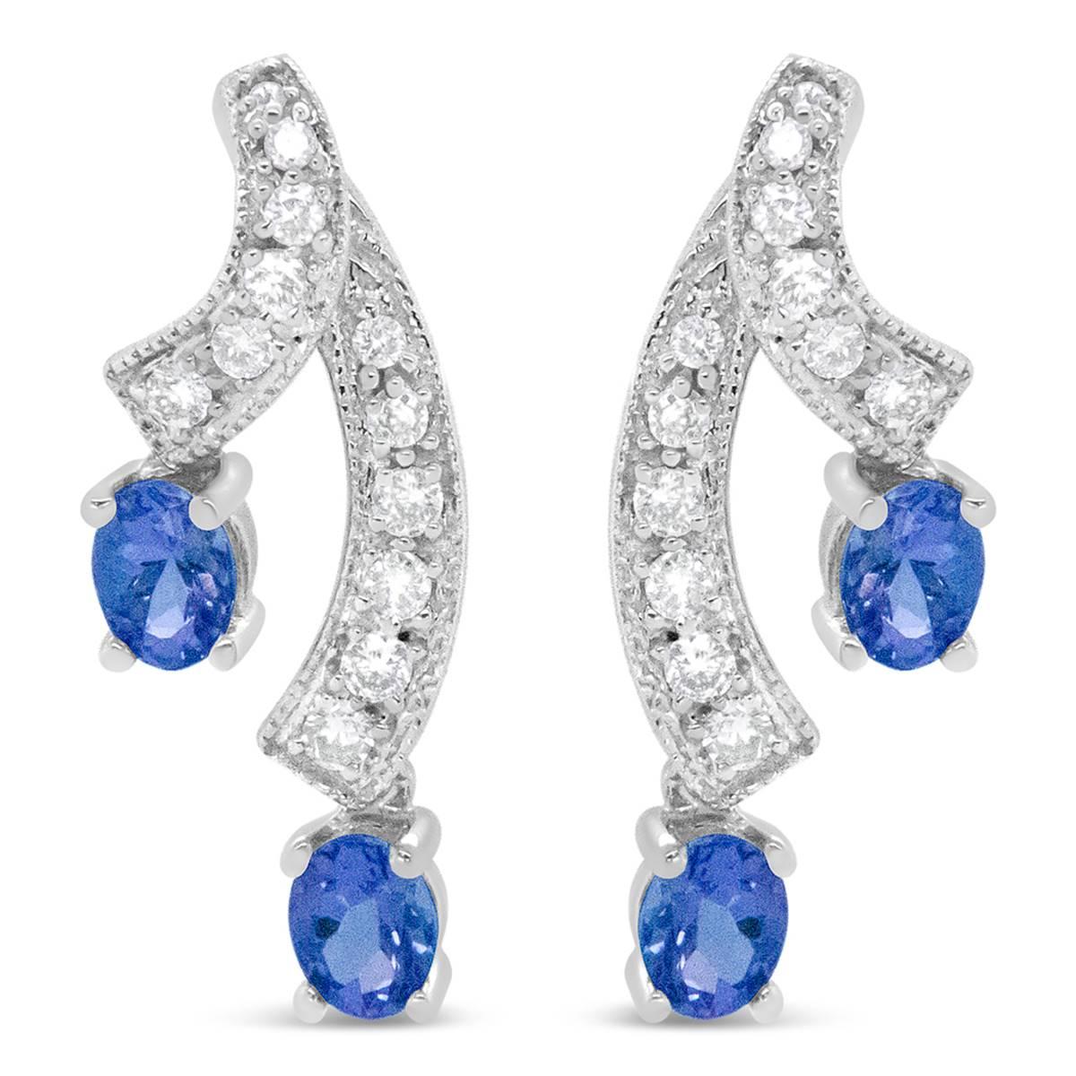 Haus of Brilliance 14kt. White Gold Blue Tanzanite Stud Earrings