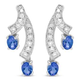 Haus of Brilliance 14kt. White Gold Blue Tanzanite Stud Earrings