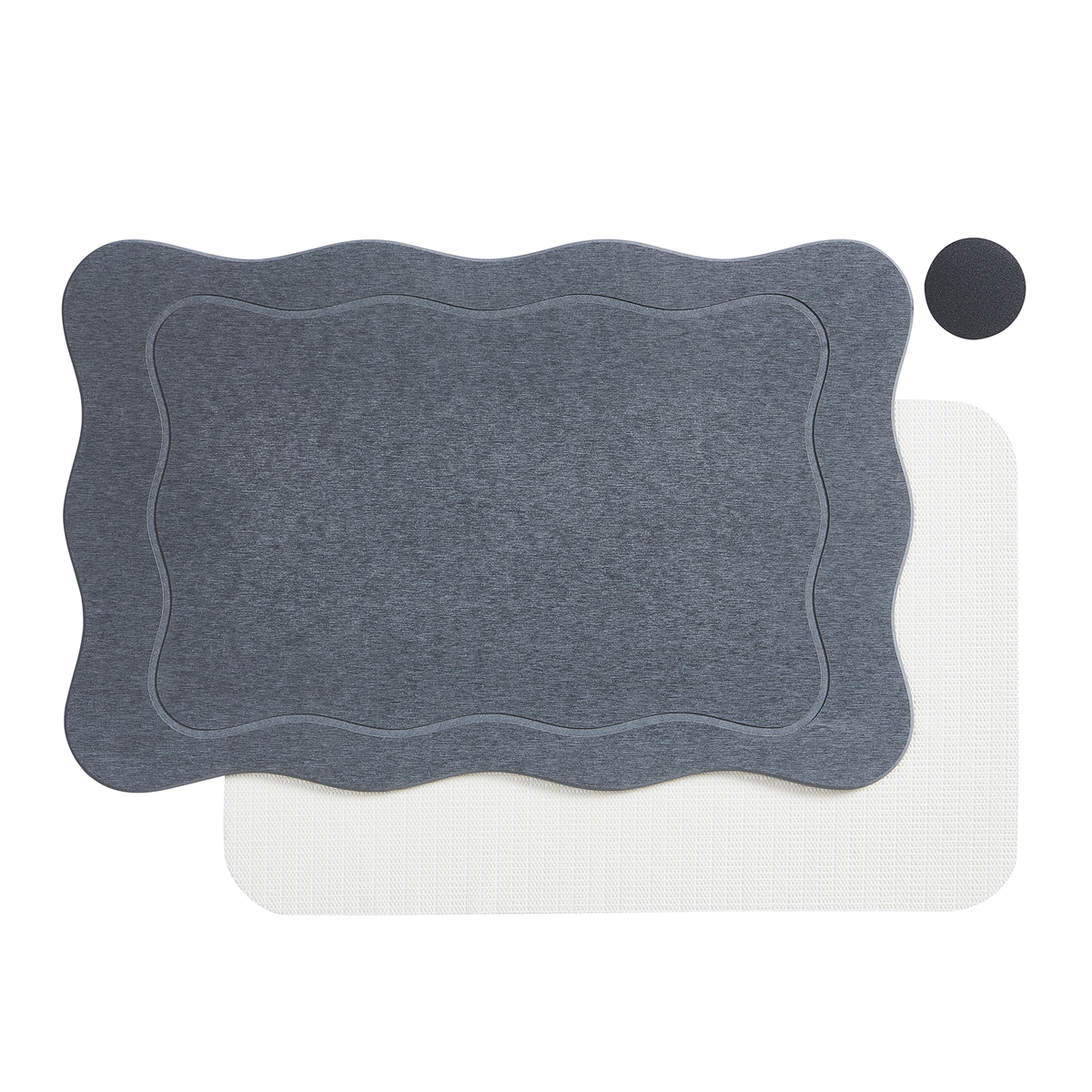 VCNY Home Grey Carved Scallop Diatomite Stone Bath Mat