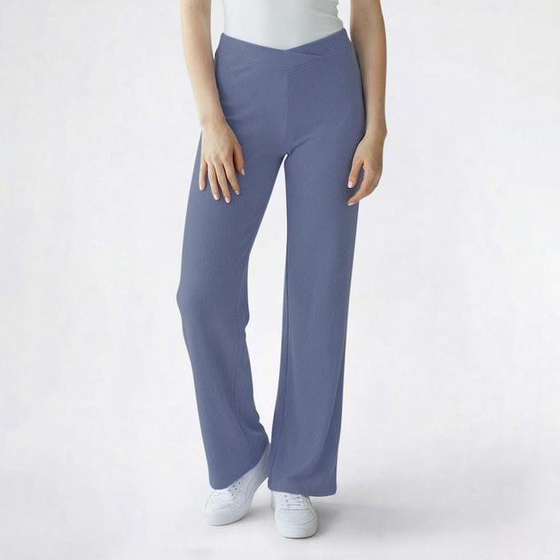 Juniors No Comment Crossover Ribbed Wide Leg Lounge Pants
