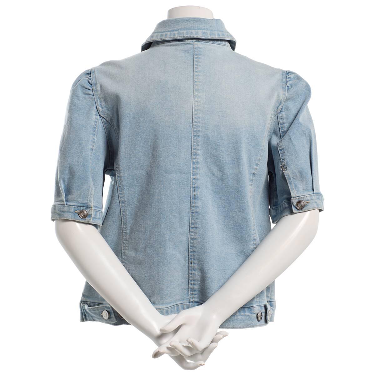 Womens Baccini Short Puff Sleeve Welt Pocket Denim Jacket