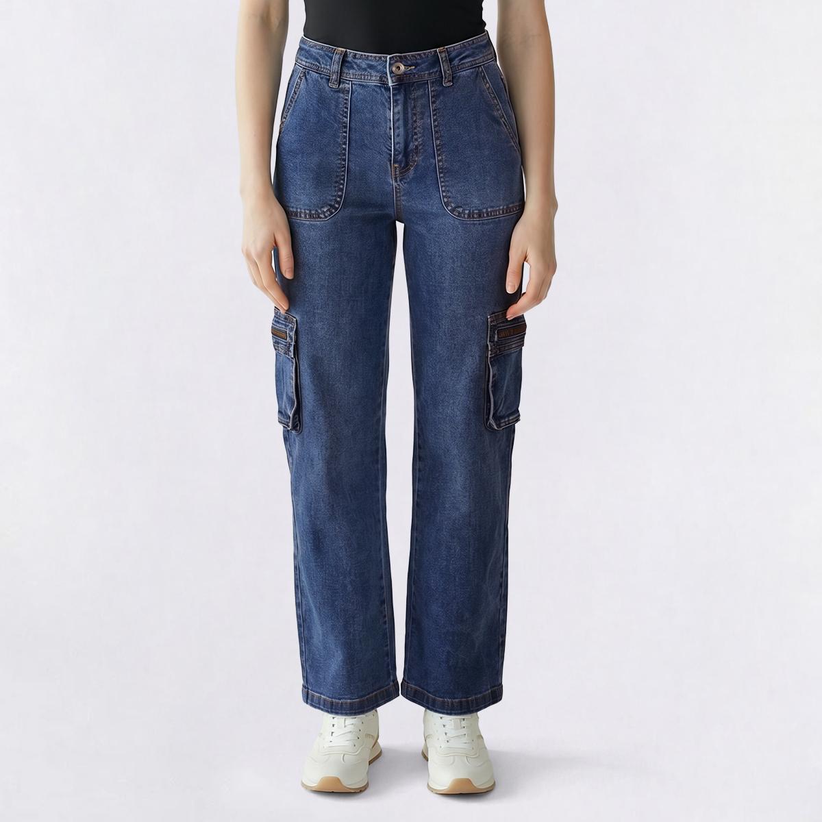 Juniors Celebrity Pink Mid Rise Wide Leg Cargo Jeans