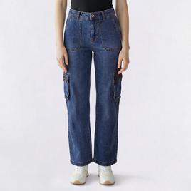 Juniors Celebrity Pink Mid Rise Wide Leg Cargo Jeans
