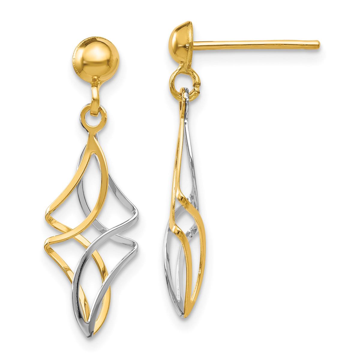Gold Classics(tm) 14kt. Two-Tone Post Dangle Earrings