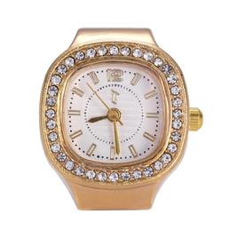 Womens Gold-Tone White Square Dial Ring Watch - GRWS2BV-01