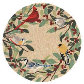 Liora Manne Front Porch Bird Border Indoor/Outdoor Round Rug