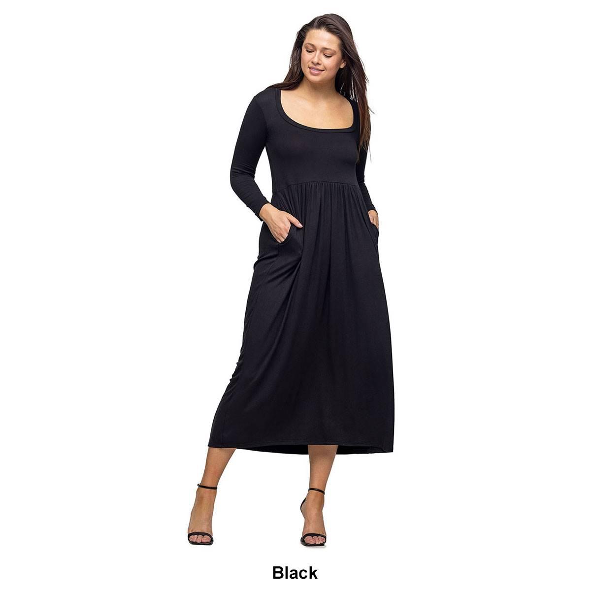 Womens 24/7 Comfort Apparel Empire Waist Pocket Maxi Dress