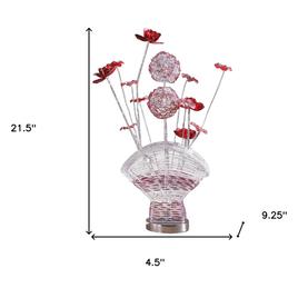 HomeRoots 22in. Acrylic Red Rose Bedside Table Lamp