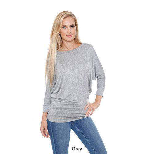 Womens White Mark Banded Dolman Center Marled Top