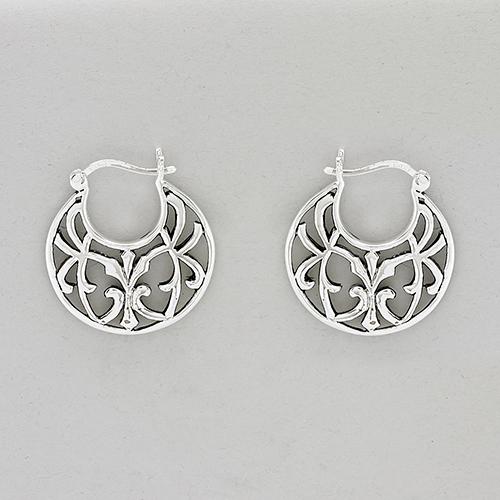 Marsala Antique Fine Silver Plated Openwork Hoop Earrings