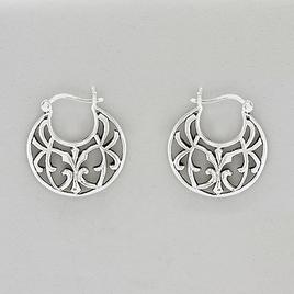 Marsala Antique Fine Silver Plated Openwork Hoop Earrings