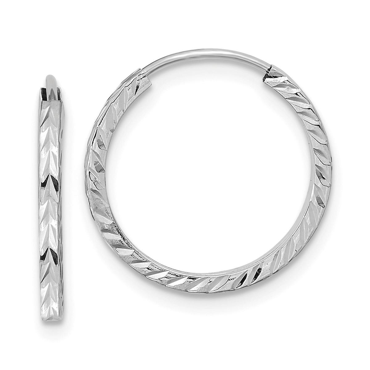 Gold Classics(tm) 14k White Diamond 17mm. Cut Hoop Earrings