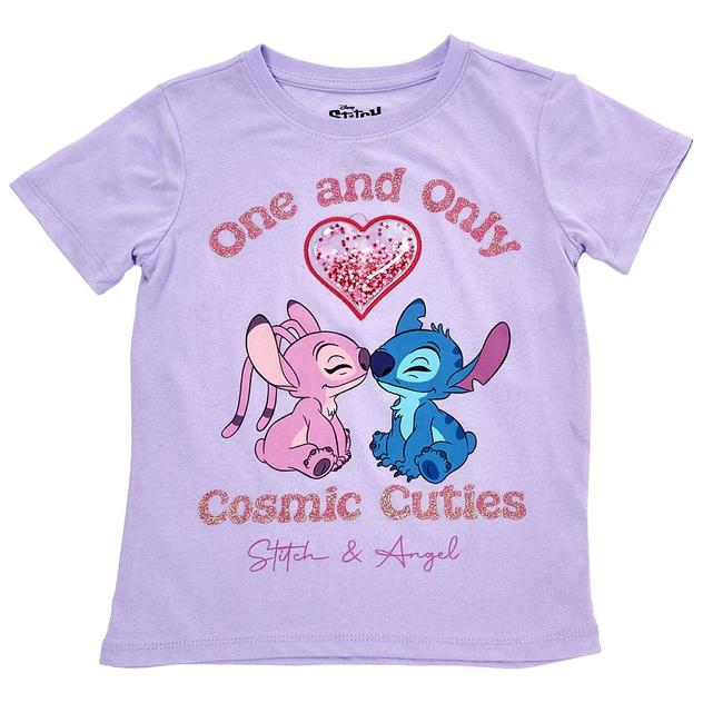 Girls (7-16) Disney Stitch & Angel Confetti Bubble Tee