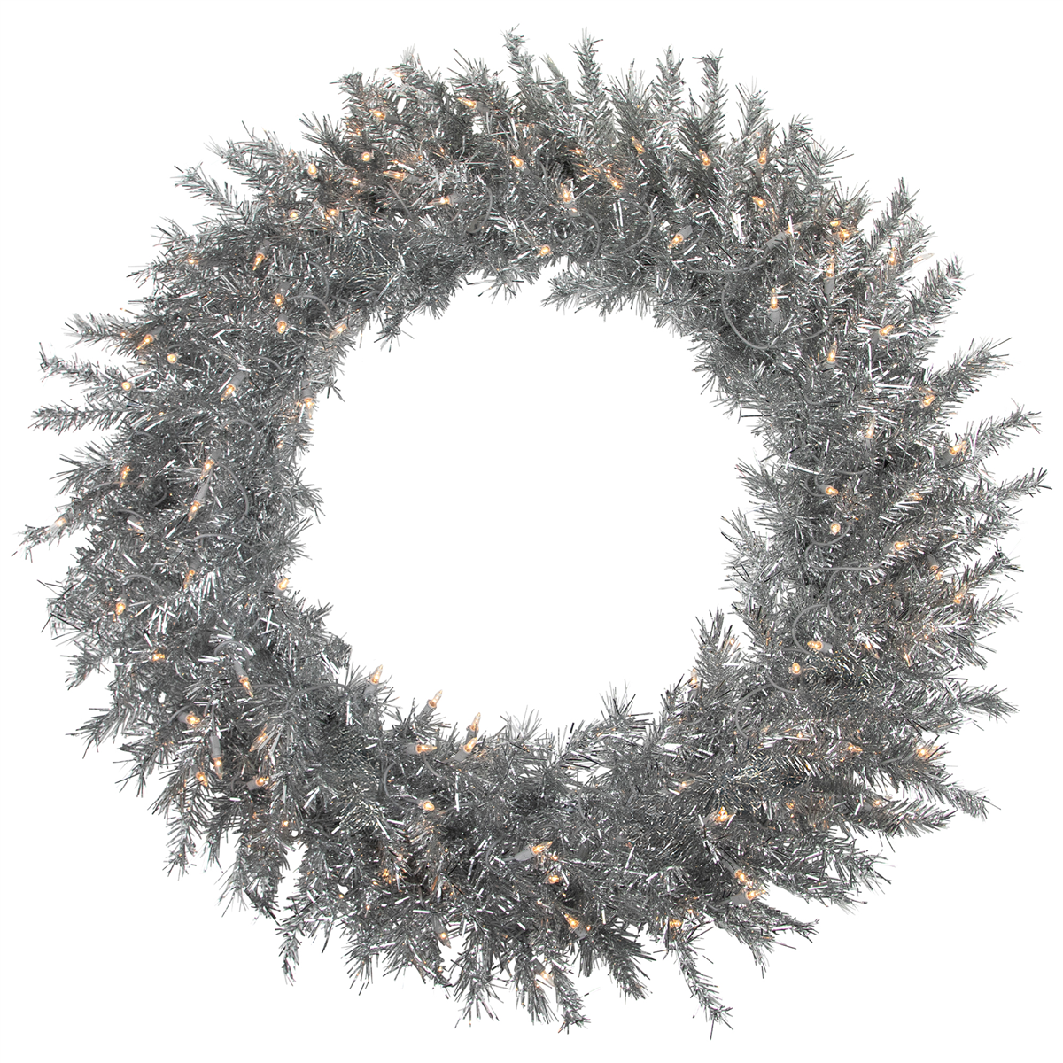 Northlight 36in. Pre-Lit Silver Tinsel Christmas Wreath
