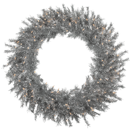 Northlight 36in. Pre-Lit Silver Tinsel Christmas Wreath
