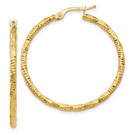 Gold Classics(tm) 14kt. Polished & Textured Hoop Earrings