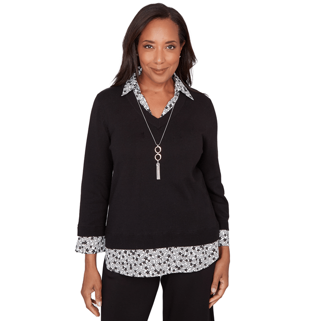Womens Alfred Dunner Seville Two In One Sweater with Necklace
