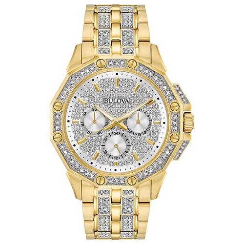 Mens Bulova Crystal Accent Bracelet Watch - 98C126