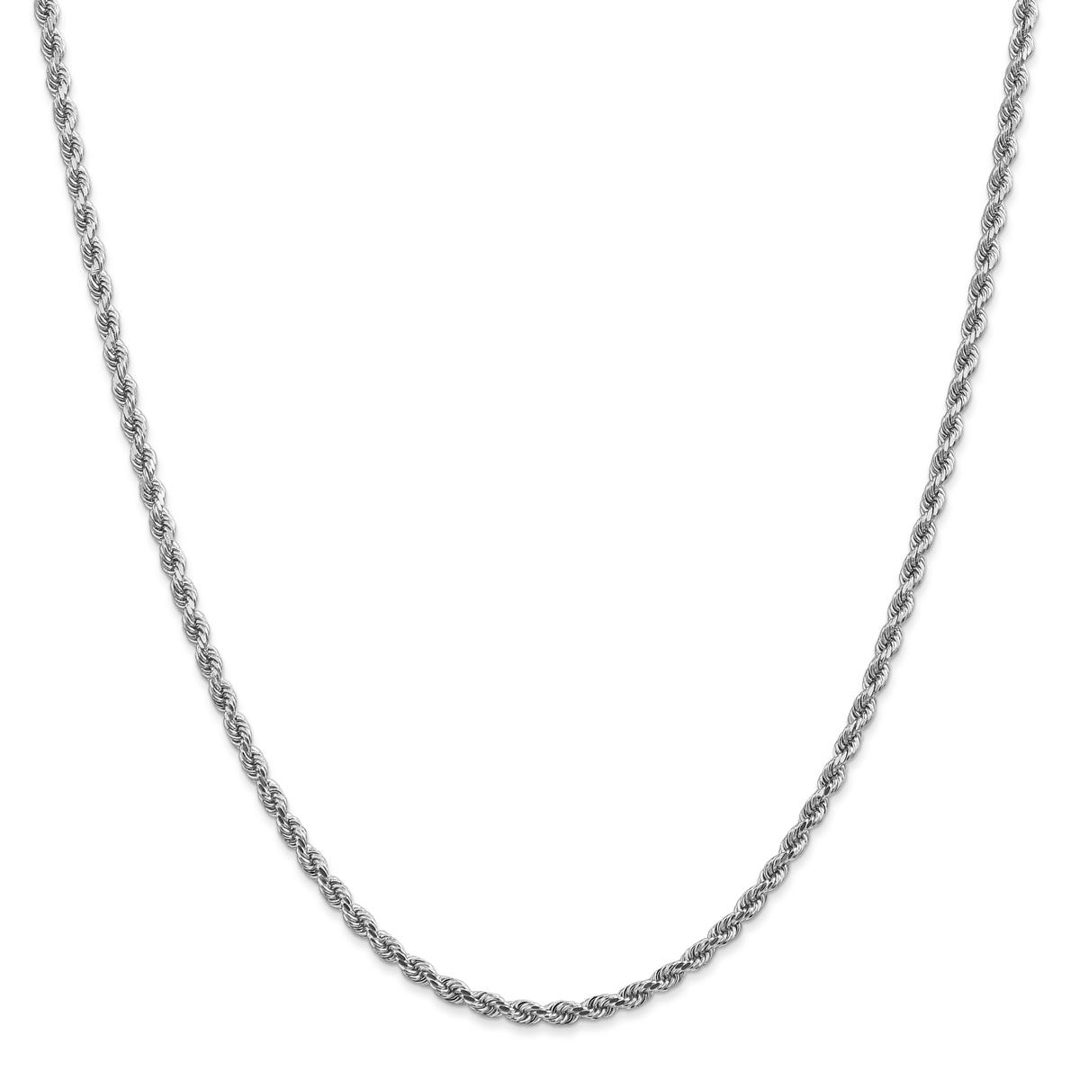 Unisex Gold Classics(tm) 2.75mm. 14k White Diamond Cut Rope Necklace