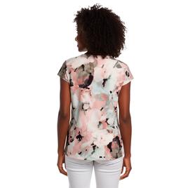 Womens Kasper Cap Sleeve Cowl Neck Abstract Floral Blouse