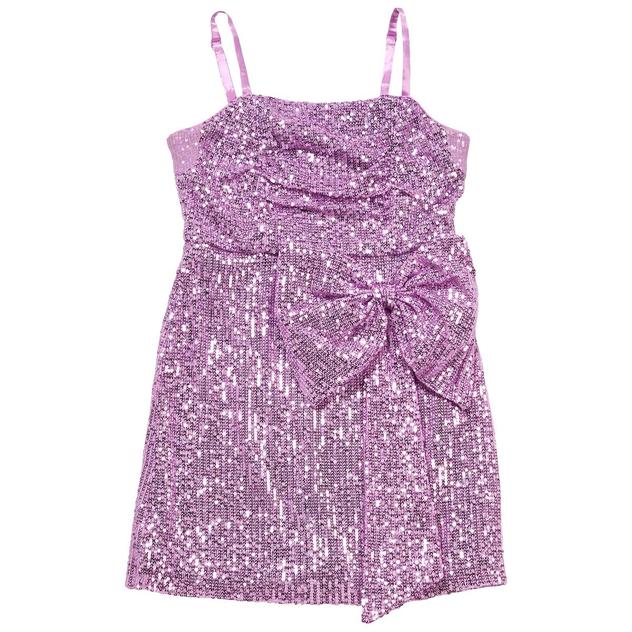 Girls (7-16) Stella 88 Sleeveless Sequin Knit Side Bow Mini Dress