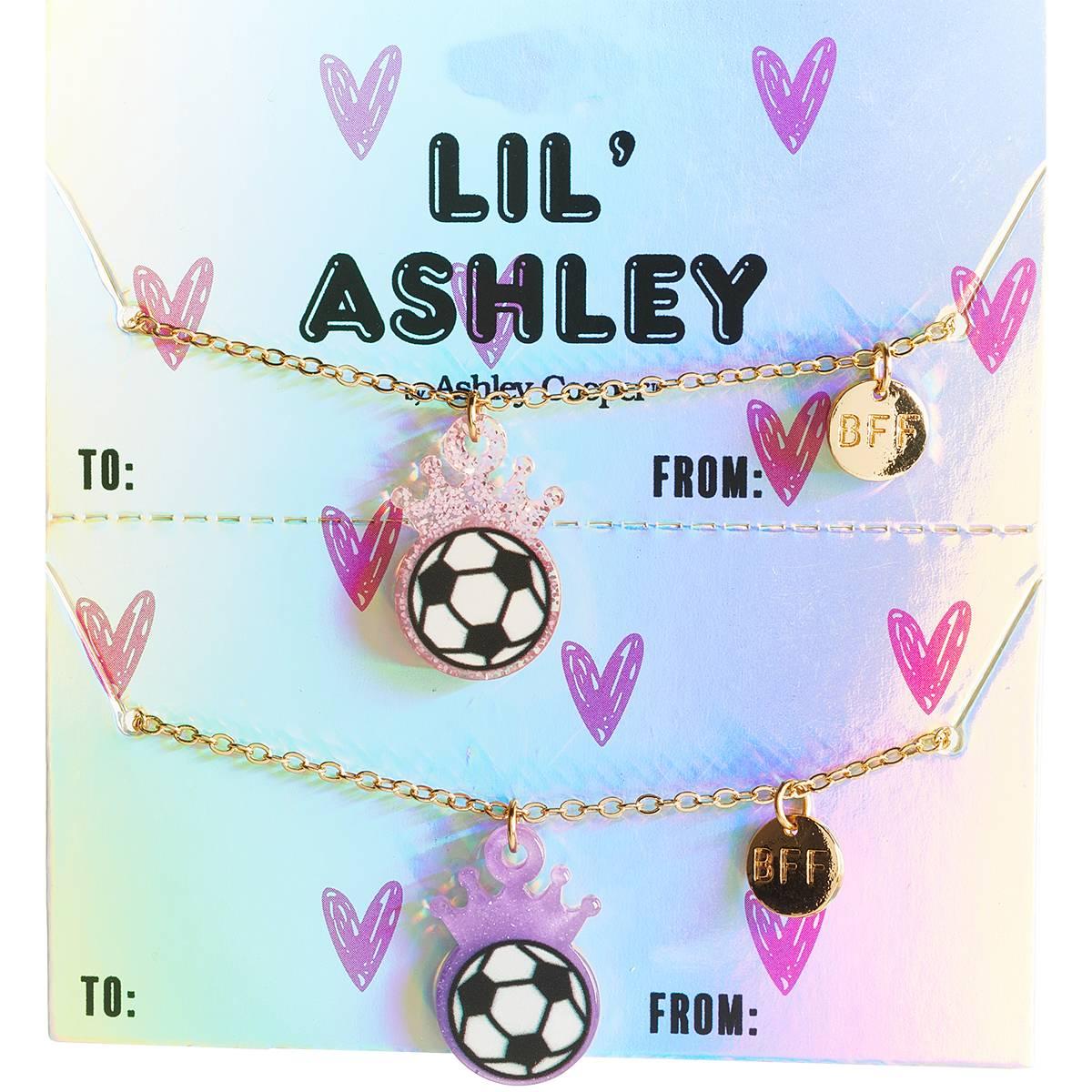 Kids Lil'' Ashley Necklaces with Pink & Purple Soccer Crown Charms