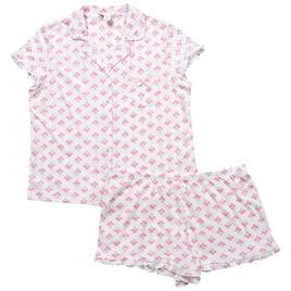 Womens Laura Ashley® Short Sleeve Bouquet Stamp Short Pajama Set
