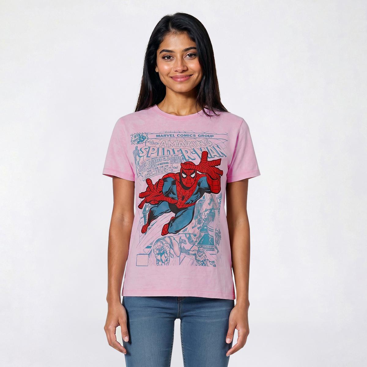 Juniors C-Life Mineral Wash Spiderman Comic Boyfriend Tee