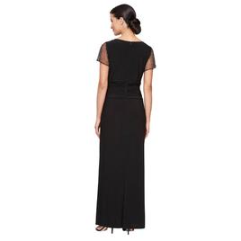 Petite SLNY Short Embellished Sleeve Square Neck Gown