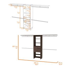 FM FURNITURE Pittsburg Dark Walnut 1 Drawer Closet System