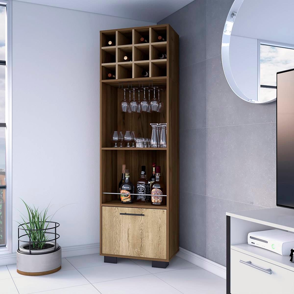 FM FURNITURE Aubree Mahagony Corner Bar Cabinet