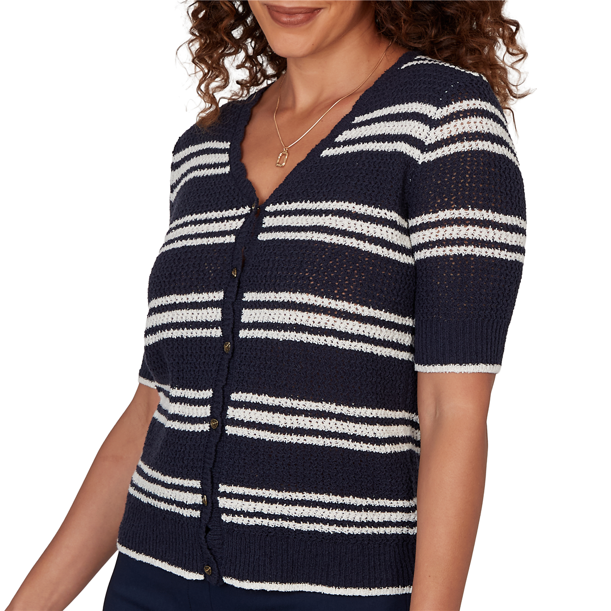 Womens Emaline Summer In The City Stripe Elbow Sleeve Cardigan