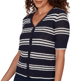 Womens Emaline Summer In The City Stripe Elbow Sleeve Cardigan