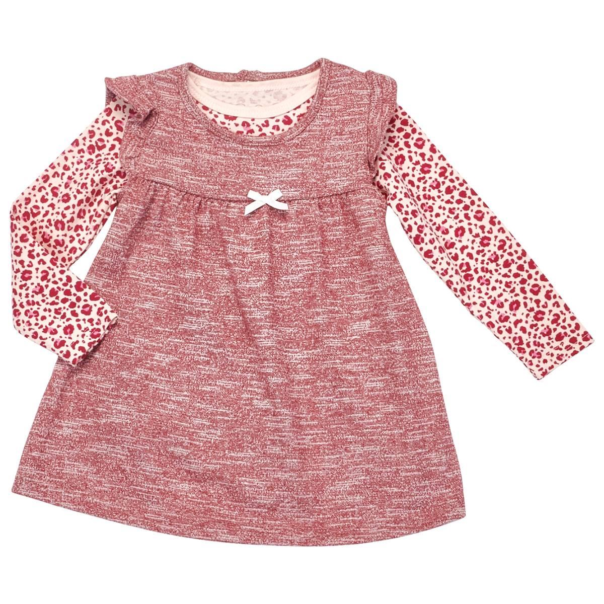 Baby Girl (12-18M) Rene Rofe(R) Marled Jumper & Leopard Bodysuit