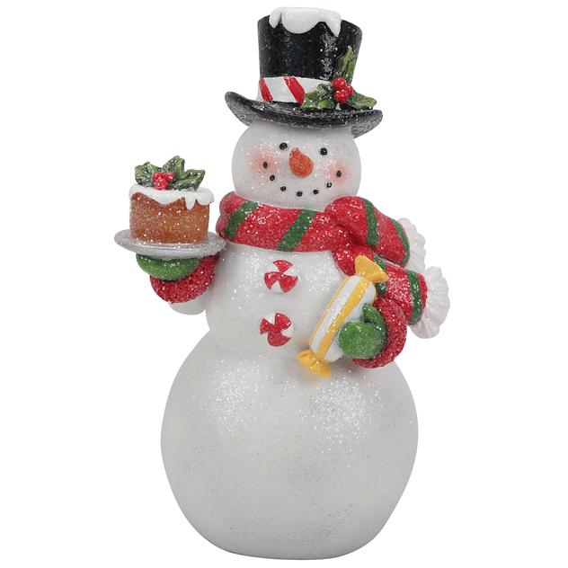 Resin Snowman Holding a Cake