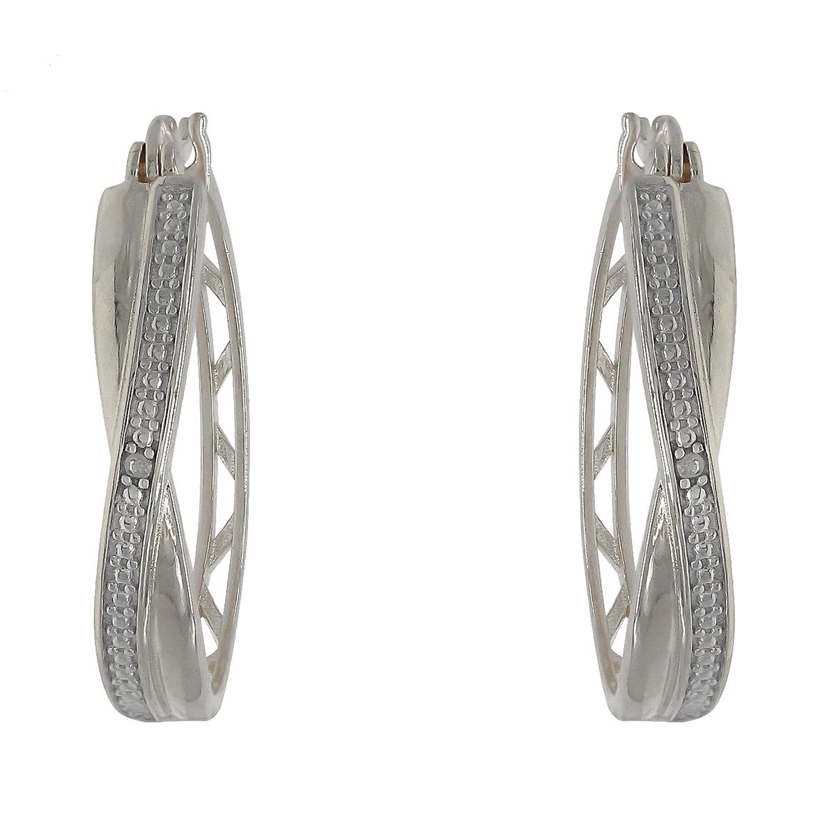 Gianni Argento Sterling Silver Diamond Accent Twist Hoop Earrings