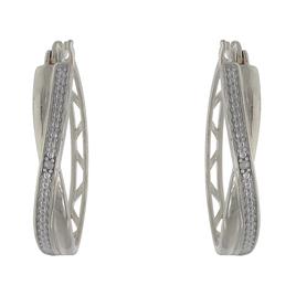 Gianni Argento Sterling Silver Diamond Accent Twist Hoop Earrings