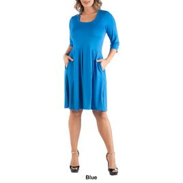 Plus Size 24/7 Comfort Apparel Elbow Sleeve Pocket Shift Dress