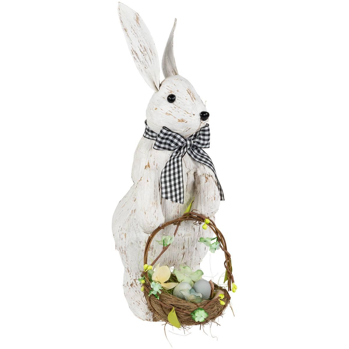 Northlight Seasonal Rustic Rabbit w/ Easter Basket Figurine
