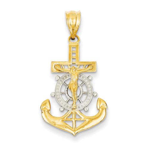 Unisex Gold Classics(tm) 14kt. Yellow Gold & Rhodium Mariner's Cross