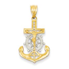 Unisex Gold Classics(tm) 14kt. Yellow Gold & Rhodium Mariner's Cross