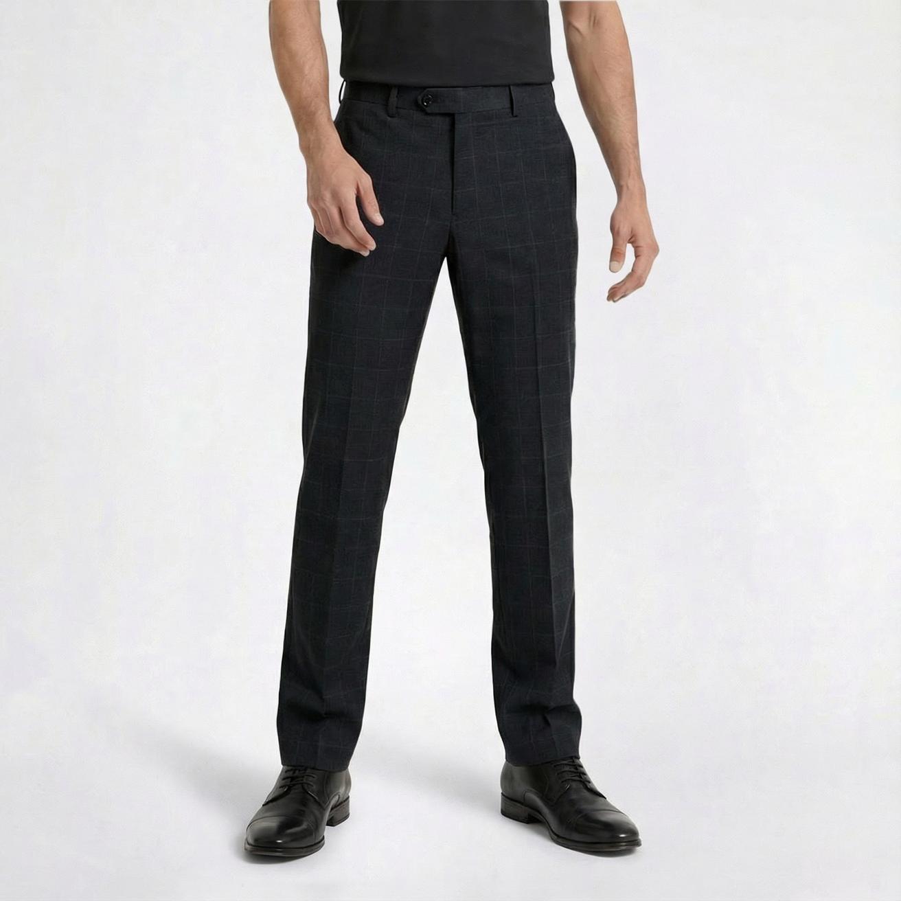 Mens Tommy Hilfiger Windowpane Dress Pants - Grey/Brown