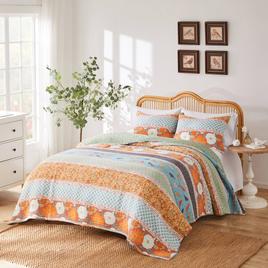 Greenland Home Fashions(tm) Carlie Modern Calico Stripes Quilt Set