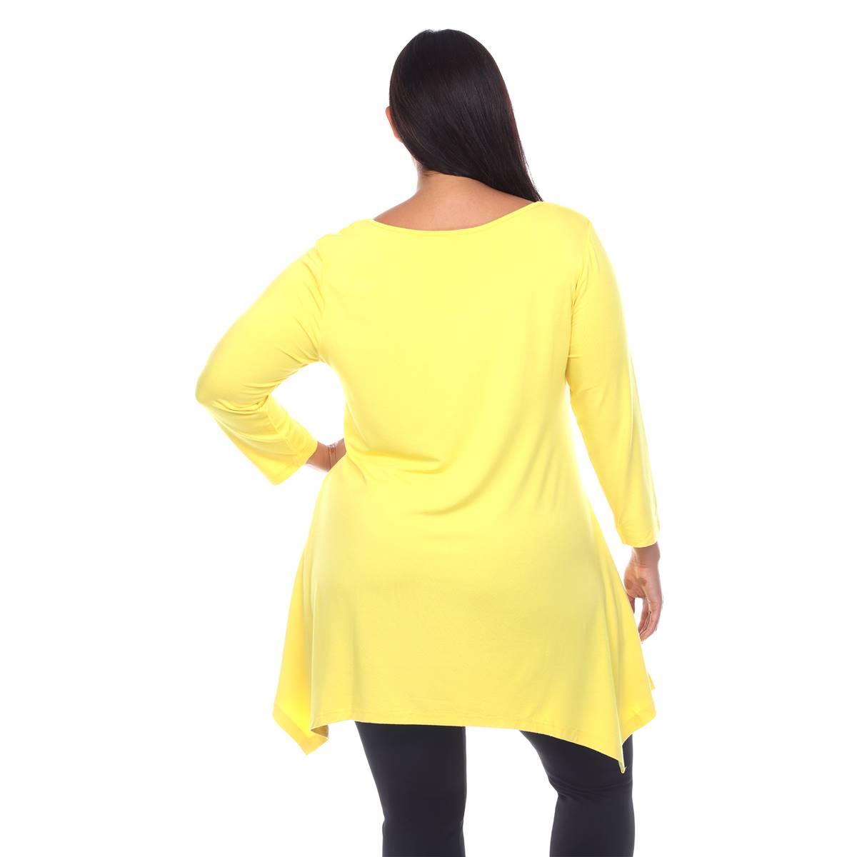 Plus Size White Mark Long Sleeve Tunic With Side Pocket