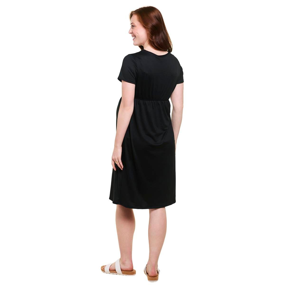 Womens Due Time Short Sleeve Ditsy Floral Maternity Dress - Black