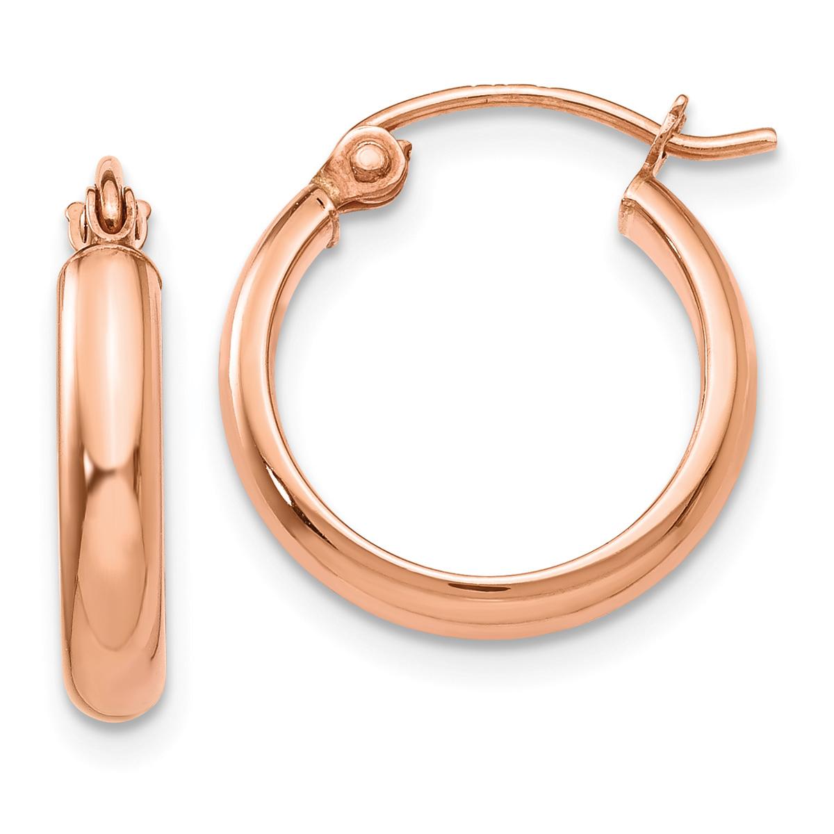 Gold Classics(tm) 14kt. Glossy Rose Gold 15mm Hoop Earrings