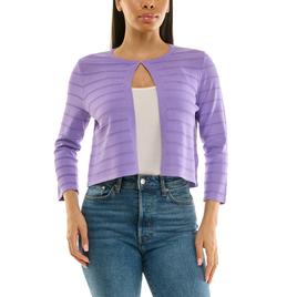 Womens Nina Leonard 3/4 Sleeve Pointelle Stitch Bolero Shrug