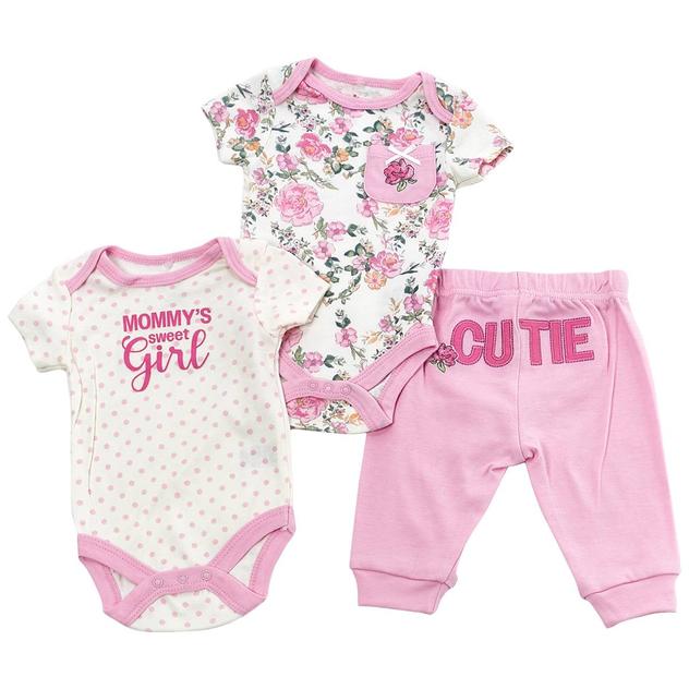 Baby Girl (NB-9M) Baby Gear 3pc. Floral Cutie Bodysuit Set