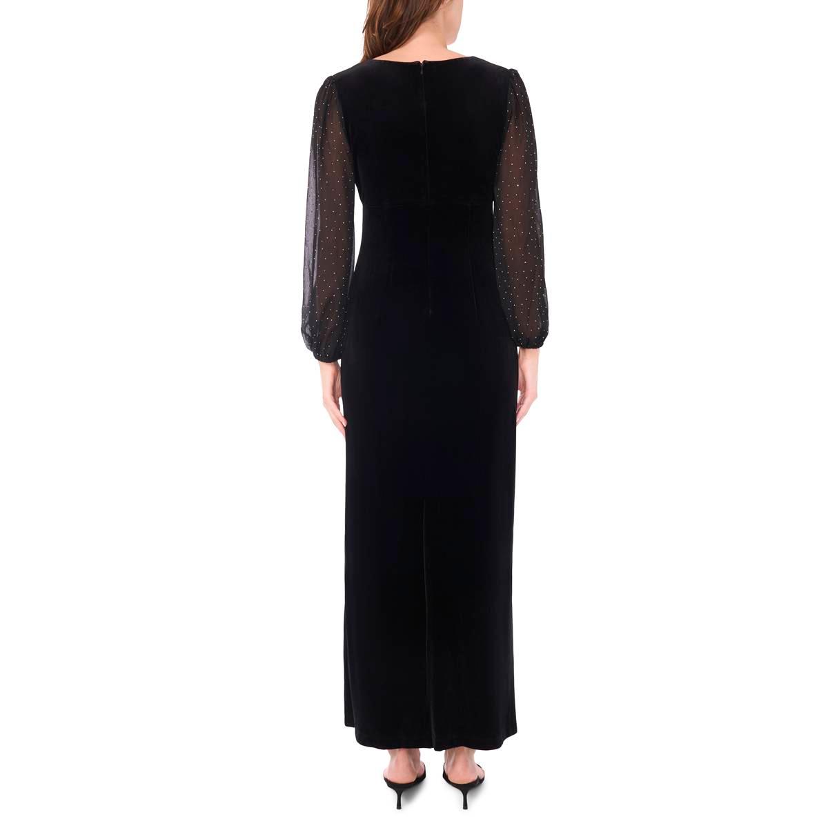 Womens MSK Long Sleeve Velvet Surplice Side Slit Maxi Dress